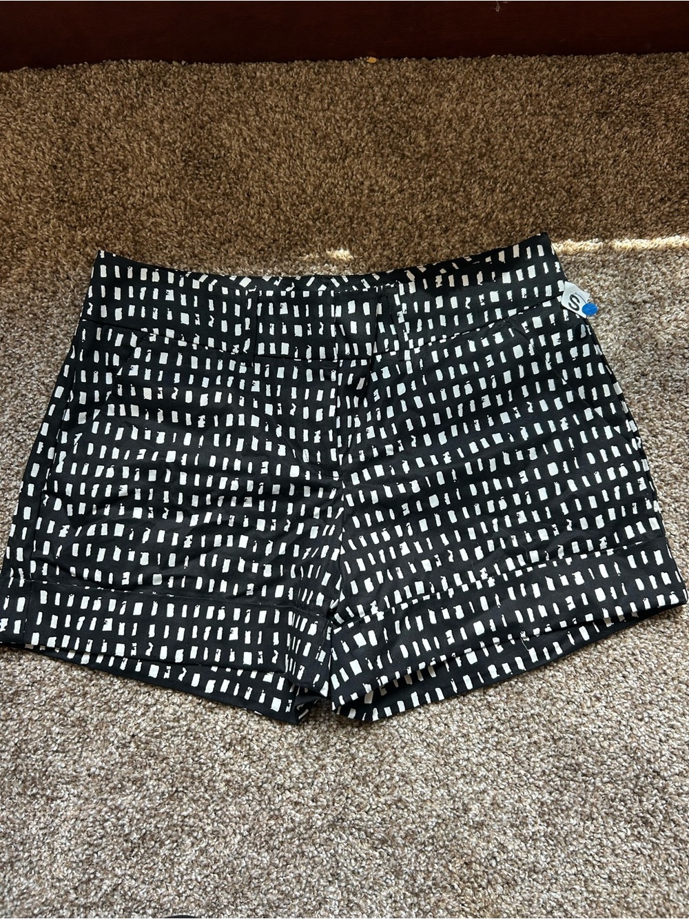 High-Waist Black & White Patterned Women's Shorts